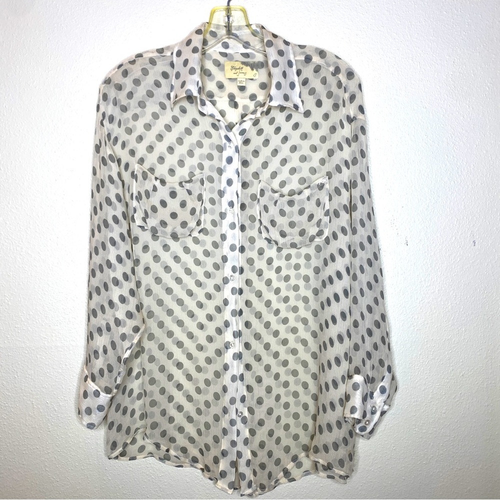 ELIZABETH & JAMES Silk Polka Dot Blouse